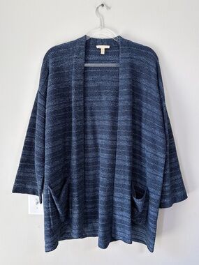 Eileen Fisher Navy Kimono Style Open Cardigan